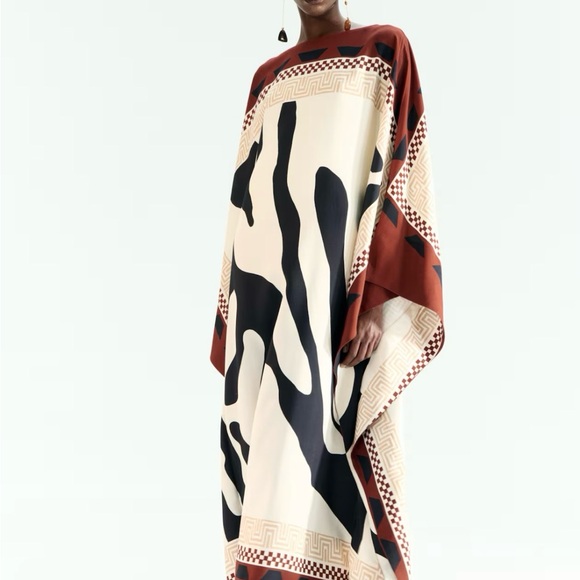 H&M Dresses & Skirts - Viral H&M Limited Edition Printed Kaftan Dress (Rust red/Patterned) Sz Large